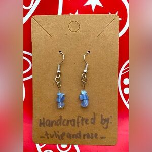 Handmade Fashion Blue Stone Drop Earrings
Approximately 1” Nickel Free Hooks